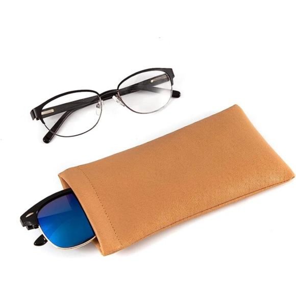 Squeeze Leather Sunglasses Pouch - 3 Pack Spring Storage Glasses Pouch Holder - Picture 5 of 6